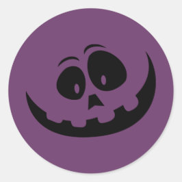パンプキン顔パープルハロウィーン ラウンドシール