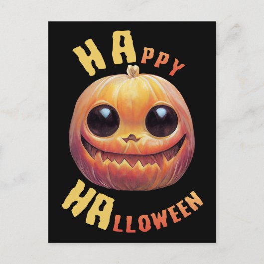 パンプキン顔 |ハッピーハローウィン ポストカード (正面)
