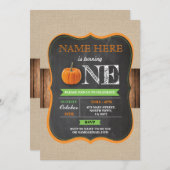 パンプキン1歳お誕生日パーティー　チョークでお知らせ 招待状 (正面/裏面)