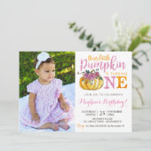 パンプキン1歳の誕生日招待写真カード 招待状 (スタンド正面)