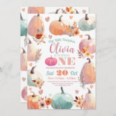 パンプキン1stバースデーリトルパステルオータム秋 招待状 (正面/裏面)