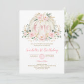 パンプキン1stバースデー赤面ピンクフローラバラ金ゴールド 招待状 (スタンド正面)