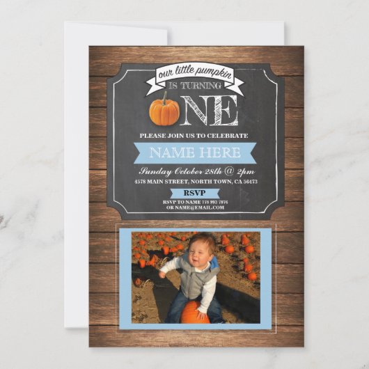 パンプキン1st最初の1つの誕生日パーティフォト招待状 招待状 (正面)