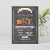 パンプキン1st最初の1つの誕生日パーティーチョーク招待状 招待状 (スタンド正面)