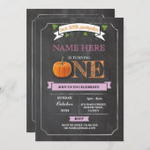 パンプキン1st最初の1つの誕生日パーティーチョーク招待状 招待状 (正面/裏面)