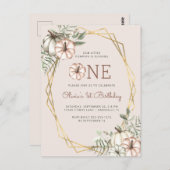 パンプキン1st誕生日パーティーベージュ ポストカード (正面/裏面)