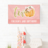 パンプキン2歳の誕生日バナー-女の子ピンクの点 横断幕 (インサイチュ)