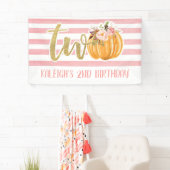 パンプキン2ndバースデーバナー-ガールピンクストライプ 横断幕 (インサイチュ)