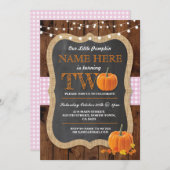 パンプキン2ndバースデーパーティーツーピンクガール招待状 招待状 (正面/裏面)