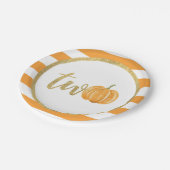 パンプキン2ndバースデー紙プレート-オレンジストライプ ペーパープレート (アングル)