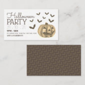 パンプキン&こうもり、ハローウィンパーティチケット招待状 エンクロージャーカード (正面/裏面)