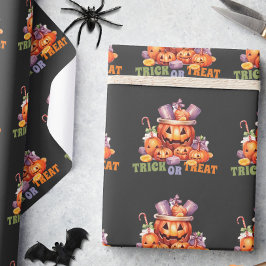 パンプキン オレンジ パープル スプーキー ハロウィン キャンディ ラッピングペーパー