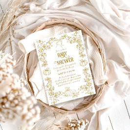 パンプキン オータム ゴールド ファンタジー フラワーベビーシャワー 招待状