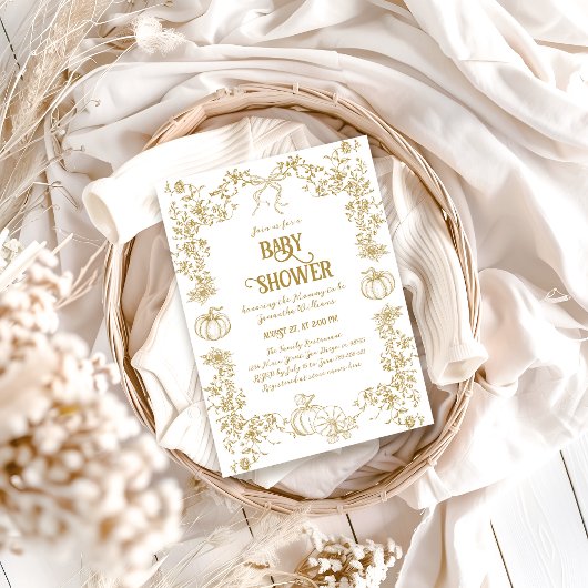 パンプキン オータム ゴールド ファンタジー フラワーベビーシャワー 招待状