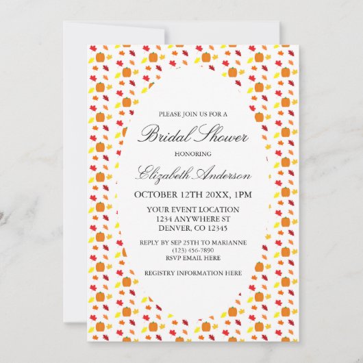 パンプキン オートム リーフ ブライダル シャワー 招待状 (正面)