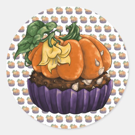パンプキン カップケーキ ラウンドシール (正面)