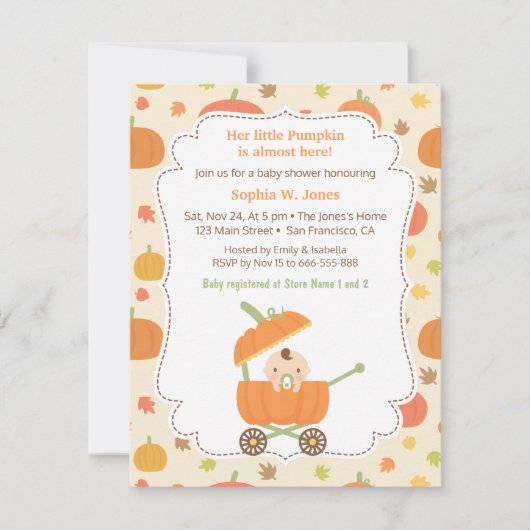 パンプキン カート 赤ちゃんのお披露目会 招待状 (正面)