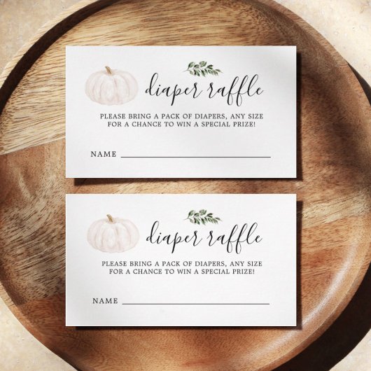 パンプキン グリーンベイビー シャワー おむつラッフルチケット エンクロージャーカード