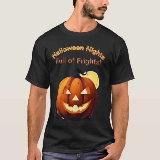 パンプキン・グロウ・ディライト-ハロウィンの夜、恐怖でいっぱい Tシャツ (正面)