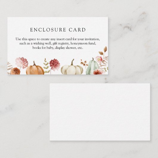 パンプキン バーガンディ フラワーレインシャワー 封筒カード エンクロージャーカード (正面/裏面)