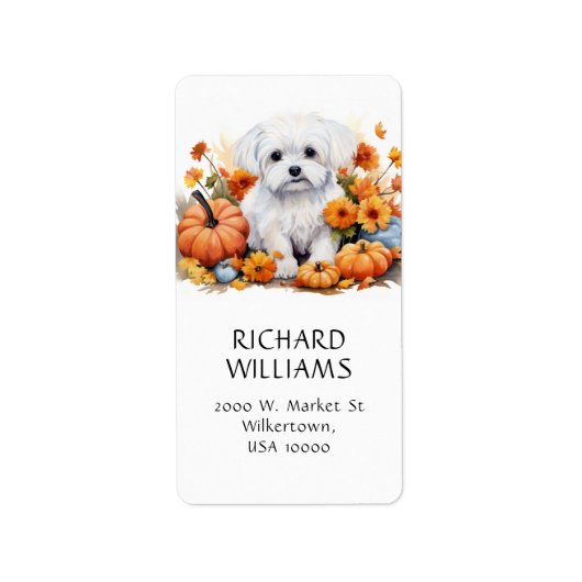 パンプキン&パピー秋テーマアドレス ラベル (正面)