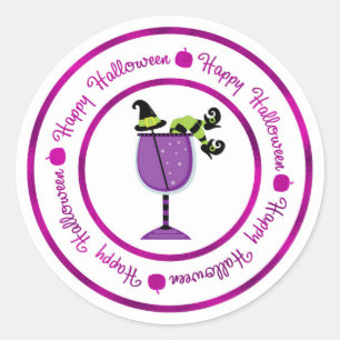 パンプキン&パープルウィッチカクテル ハッピーハロウィン ラウンドシール