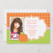 パンプキン·ピンクの誕生日素晴らしの招待-初めて 招待状 (正面)