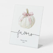 パンプキン&ピンクボウの好意サイン | 秋ベビーシャワー 台座サイン (正面)