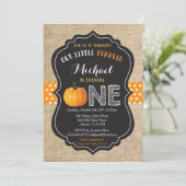 パンプキン ファースト バースデー 招待状 オレンジ色の麻布 (スタンド正面)