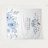 パンプキン フローラル ベイビー シャワー ダスティーブルー タペストリー (正面(横))