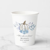 パンプキン フローラル ベイビー シャワー ダスティーブルー 紙コップ (正面)
