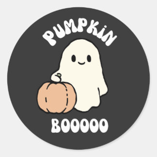 パンプキン・ブー・ハロウィーン・ゴースト・キュート・スプーキー・オータム ラウンドシール
