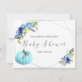 パンプキン ベイビーシャワー 赤ちゃんの名前ゲーム | 青 招待状 (裏面)