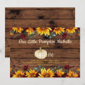 パンプキン ラスティック ファースト サンフラワー バーガンディー 誕生日 招待状 (正面/裏面)
