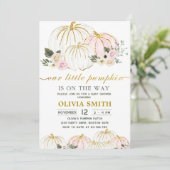 パンプキン ラスティック フラワーフォール ベイビーシャワー 招待状 (スタンド正面)