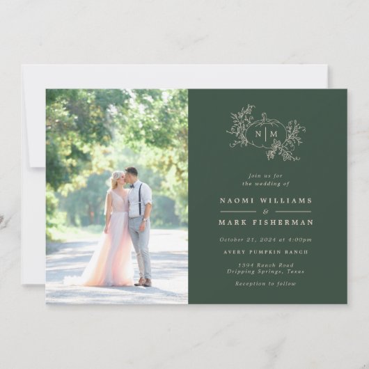 パンプキン ヴィネ モノグラム ウェディング インビテーション (正面)