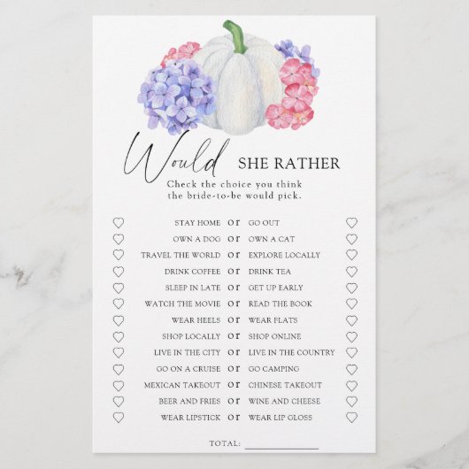 パンプキン – 彼女はむしろブライダルシャワーゲーム (正面)