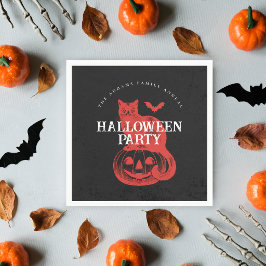 パンプキン 猫 コウモリ ブラック ヴィンテージ ハロウィン パーティー スタンダードカクテルナプキン