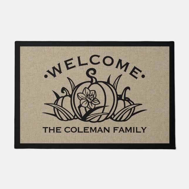 パンプキン&花びらへようこそ ドアマット (正面)