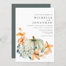 パンプキン&花模様結婚式招待状紅葉 招待状