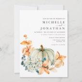 パンプキン&花模様結婚式招待状紅葉 招待状 (正面)