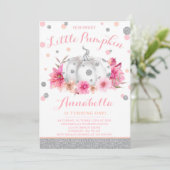 パンプキン 誕生日 招待状 ピンク シルバー パンプキン (スタンド正面)