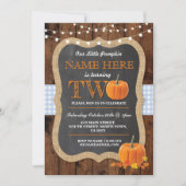 パンプキン 2歳の誕生日パーティー TWO 青い招待状 招待状 (正面)