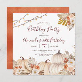 パンプキン 30歳誕生日パーティー ボホ パンパスグラス 招待状