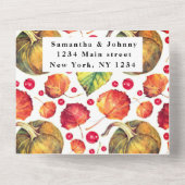 パンプキンRSVP秋カントリー素朴葉ズオレンジ オールインワン招待状 (裏面)