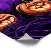 パンプキ不気味ンとハロウィン白熱［赤熱］光を放つの夜 ポスター (角)