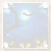 パンプキ不気味ンのこうもりと月とハロウィーンの夜 ガラスコースター (裏面)