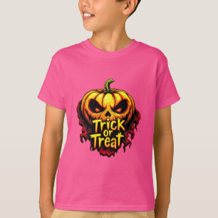 パンプキ不気味ンのハロウィーンアート「トリックまたはトリート」 Tシャツ
