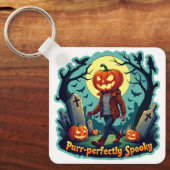 パンプキ不気味ンアート：ハロウィンデコールに最適！ キーホルダー (正面)