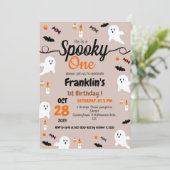 パンプキ不気味ンキッズハロウィーン1歳の誕生日パーティー 招待状 (スタンド正面)